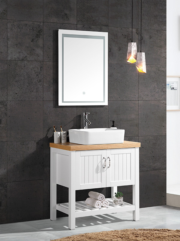 80CM Tabulatum stans scrinium Bathroom positum cum pelvi Ceramico, summo ligno