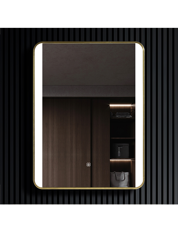 Customization gold metal frame smart LED mirror For bath