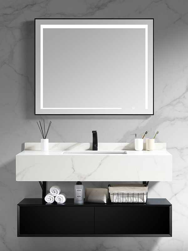 Bathroom Moderni Waterproof Murus Equestus Bathroom Vanitas / Bathroom Cabinet with artificialis Lapis countertops with LED Speculum