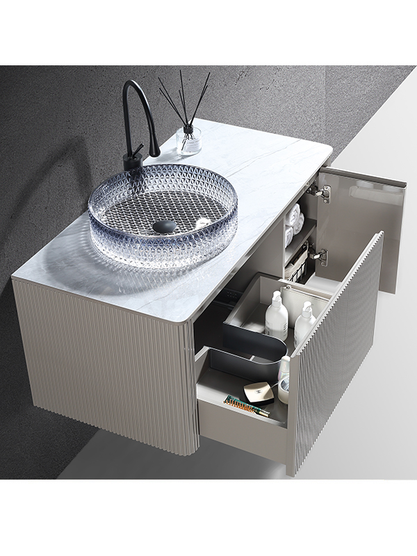 Hot sale Modern style Bathroom Vanity pone Bathroom Scrinium with Grey perlucidum Crystalli vitrei pelvis