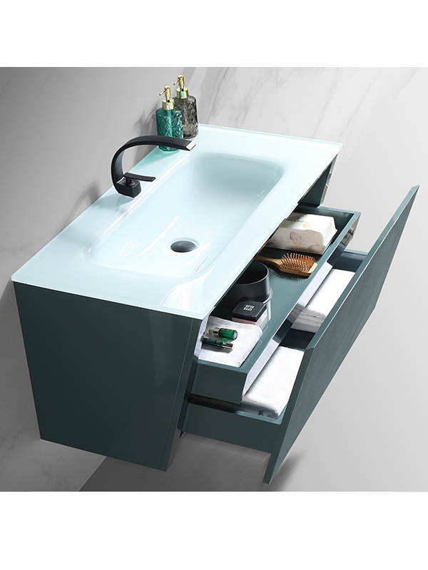 Alta finis Murus Hung Bathroom Scrinium Luxuria Europa Lignum Bathroom Vanitas Cum Singulo vitreo labello